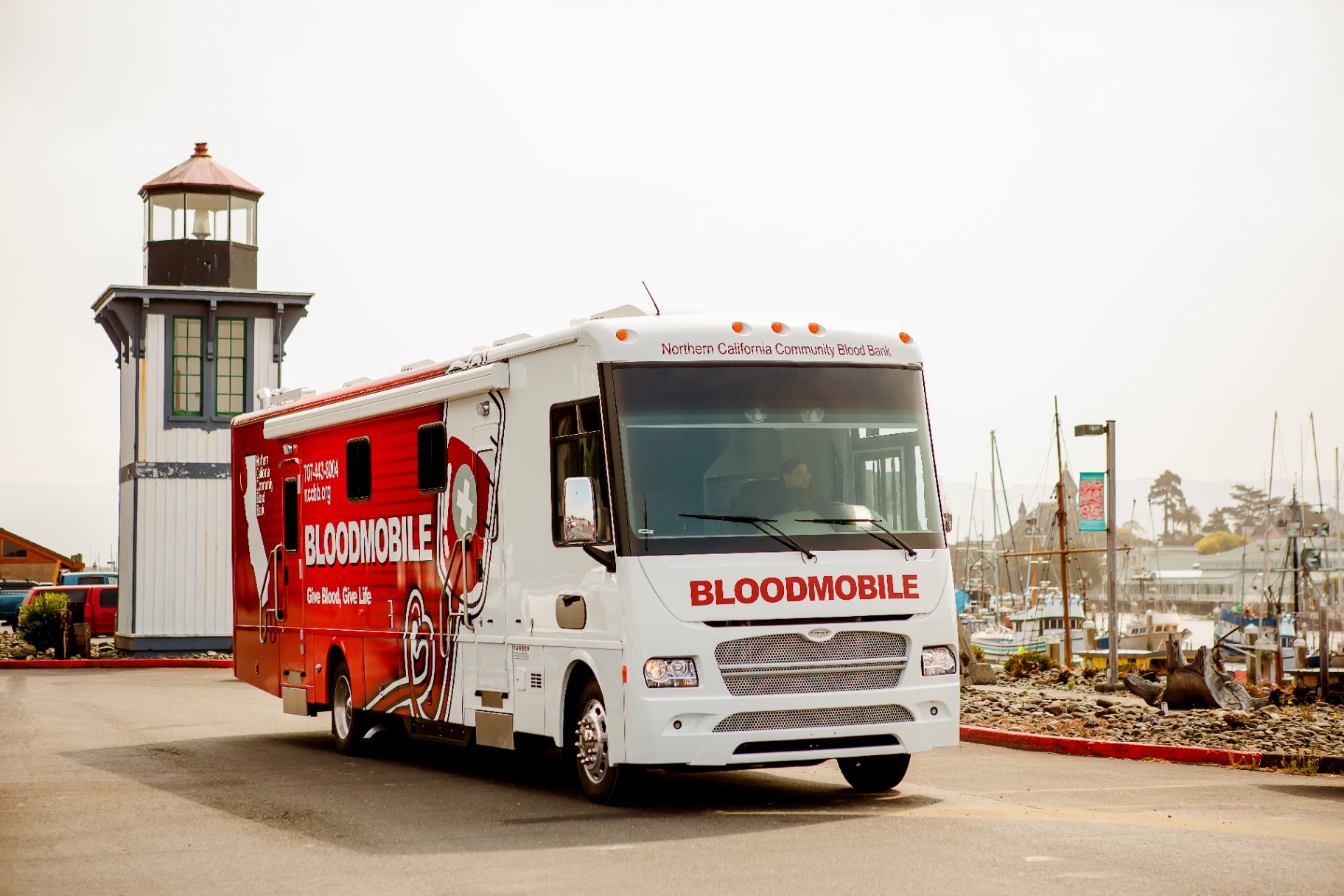 A community member giving blood at the Northern California Community Blood Bank