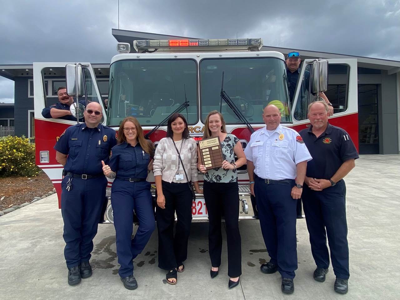 Fire department partners at a community blood drive